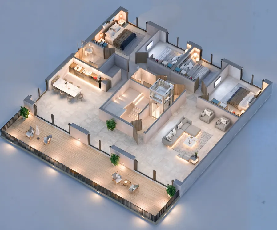 Third-floor penthouse with a large terrace